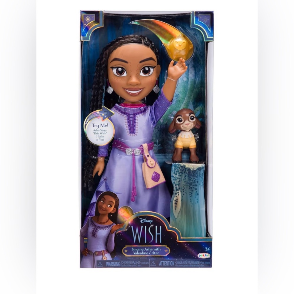 Disney's Wish Singing Asha Doll with Valentino & Star Figures,Asha Signs & Talks